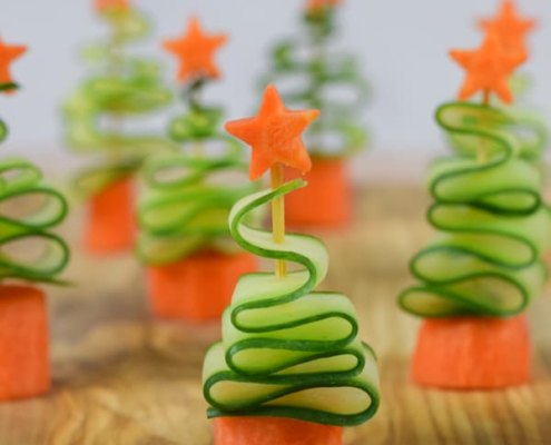 Carrot and Cucumber Christmas Trees to help children eat their veggies